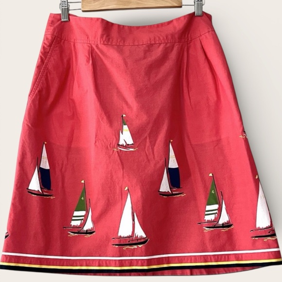 Lands' End Dresses & Skirts - Lands' End Coral Sailing Print A-Line Skirt: Cape Cod Chic